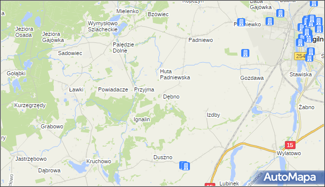 mapa Dębno gmina Mogilno, Dębno gmina Mogilno na mapie Targeo