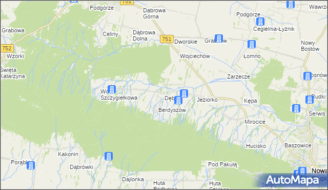 mapa Dębno gmina Nowa Słupia, Dębno gmina Nowa Słupia na mapie Targeo