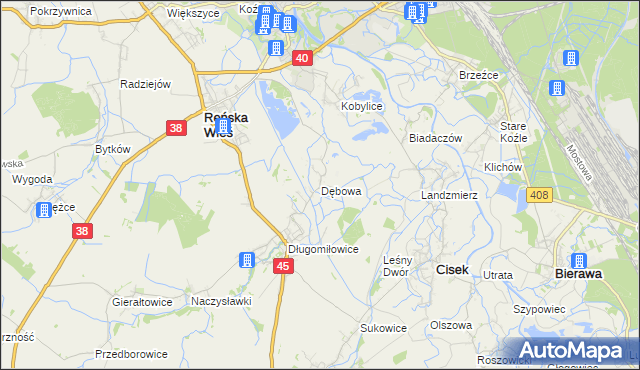 mapa Dębowa gmina Reńska Wieś, Dębowa gmina Reńska Wieś na mapie Targeo