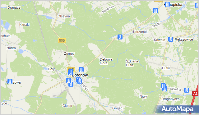 mapa Dębowa Góra gmina Boronów, Dębowa Góra gmina Boronów na mapie Targeo
