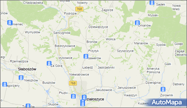 mapa Dębowiec gmina Działoszyce, Dębowiec gmina Działoszyce na mapie Targeo