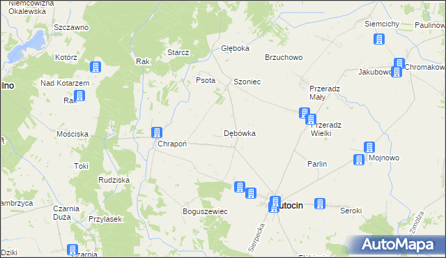 mapa Dębówka gmina Lutocin, Dębówka gmina Lutocin na mapie Targeo