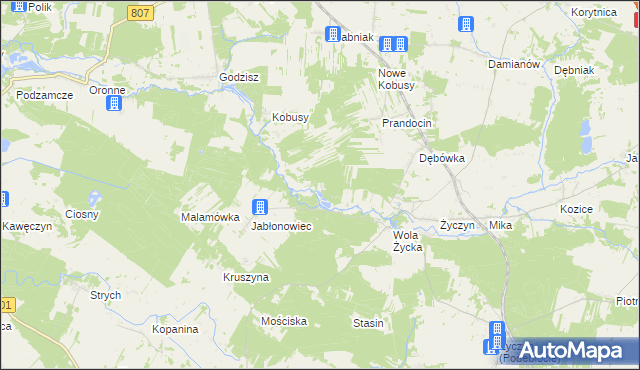 mapa Dębówka gmina Trojanów, Dębówka gmina Trojanów na mapie Targeo