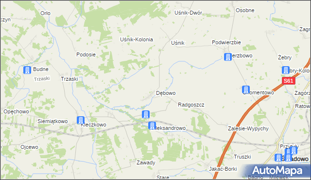 mapa Dębowo gmina Śniadowo, Dębowo gmina Śniadowo na mapie Targeo