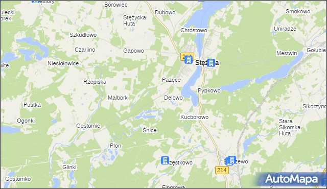 mapa Delowo, Delowo na mapie Targeo