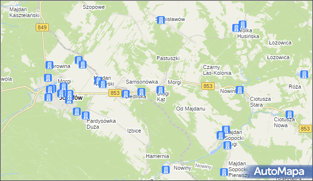 mapa Długi Kąt gmina Józefów, Długi Kąt gmina Józefów na mapie Targeo