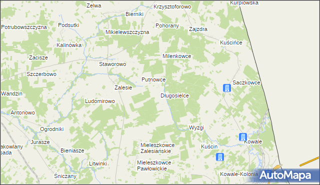 mapa Długosielce, Długosielce na mapie Targeo