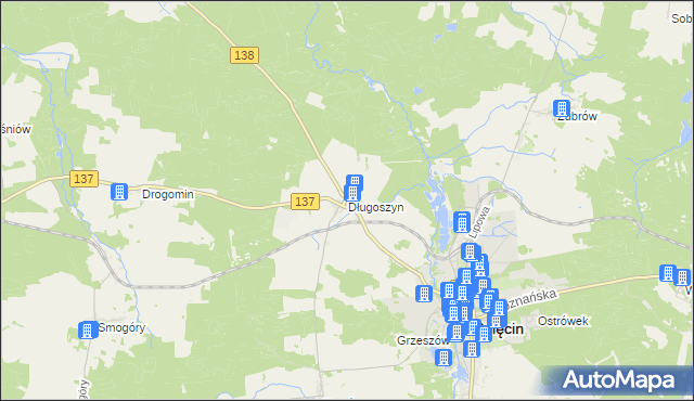 mapa Długoszyn, Długoszyn na mapie Targeo