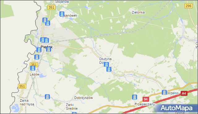 mapa Dłużyna Dolna, Dłużyna Dolna na mapie Targeo