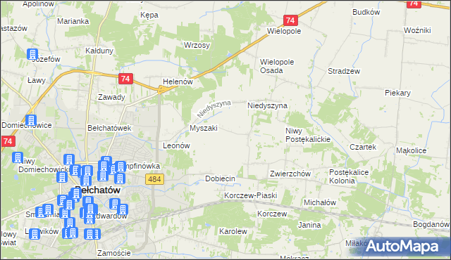 mapa Dobiecin-Kolonia, Dobiecin-Kolonia na mapie Targeo