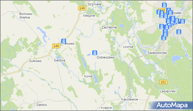 mapa Dobieszewo gmina Łobez, Dobieszewo gmina Łobez na mapie Targeo