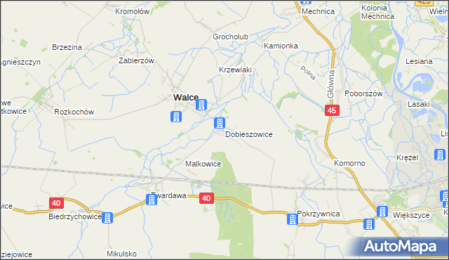 mapa Dobieszowice gmina Walce, Dobieszowice gmina Walce na mapie Targeo