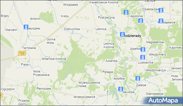 mapa Dobków gmina Wodzierady, Dobków gmina Wodzierady na mapie Targeo