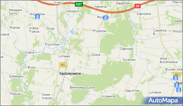 mapa Dobra gmina Sędziejowice, Dobra gmina Sędziejowice na mapie Targeo