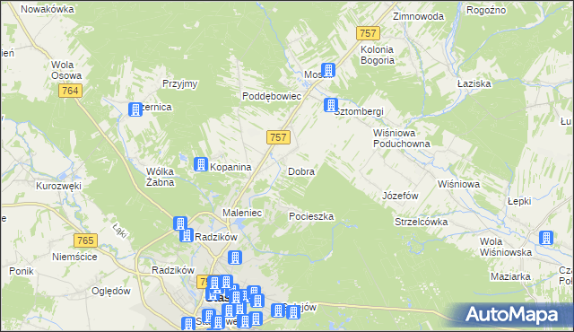 mapa Dobra gmina Staszów, Dobra gmina Staszów na mapie Targeo