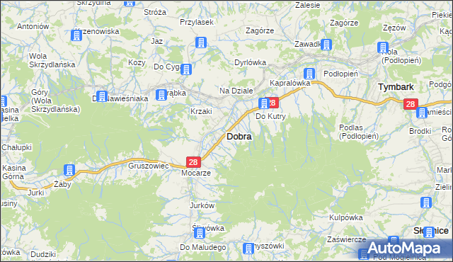 mapa Dobra powiat limanowski, Dobra powiat limanowski na mapie Targeo