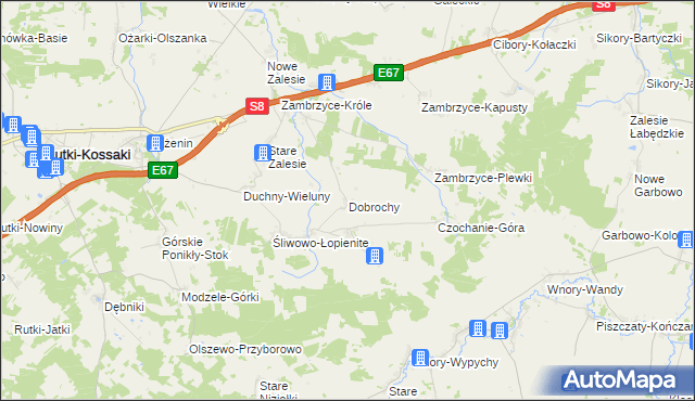 mapa Dobrochy gmina Rutki, Dobrochy gmina Rutki na mapie Targeo