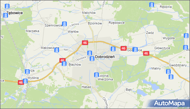 mapa Dobrodzień, Dobrodzień na mapie Targeo