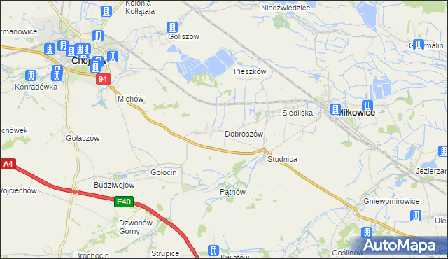 mapa Dobroszów gmina Chojnów, Dobroszów gmina Chojnów na mapie Targeo