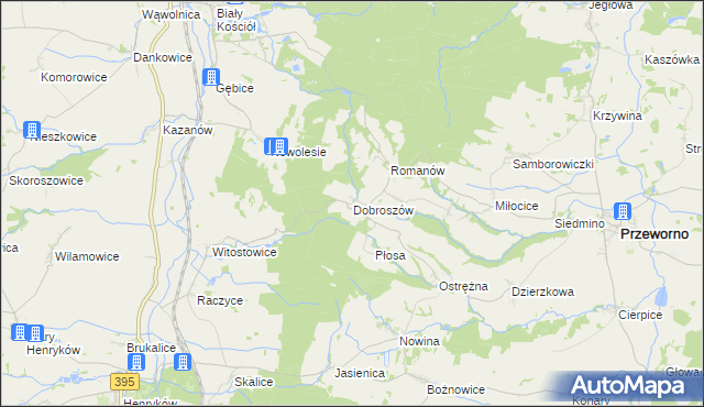 mapa Dobroszów gmina Przeworno, Dobroszów gmina Przeworno na mapie Targeo