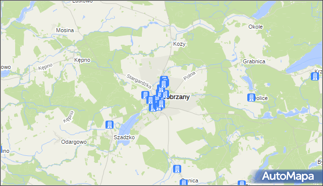 mapa Dobrzany powiat stargardzki, Dobrzany powiat stargardzki na mapie Targeo