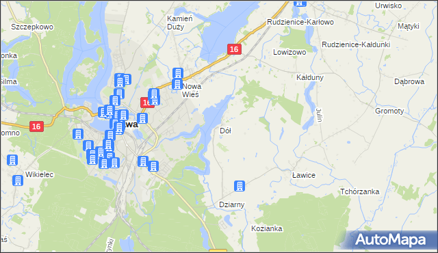 mapa Dół gmina Iława, Dół gmina Iława na mapie Targeo