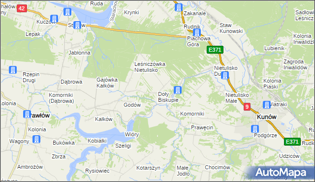 mapa Doły Biskupie, Doły Biskupie na mapie Targeo