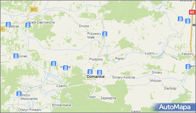 mapa Domanice-Kolonia, Domanice-Kolonia na mapie Targeo