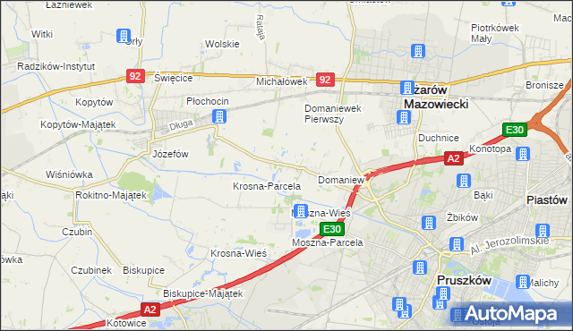 mapa Domaniewek gmina Brwinów, Domaniewek gmina Brwinów na mapie Targeo