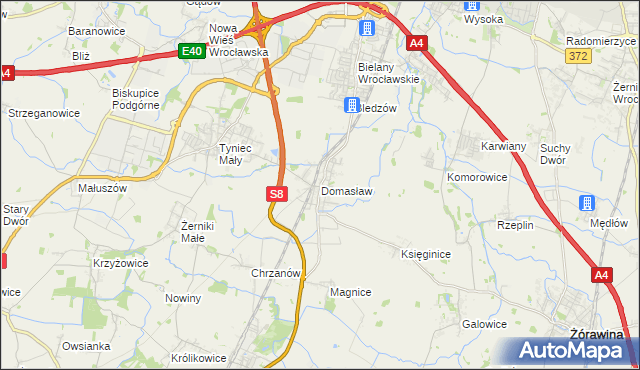 mapa Domasław, Domasław na mapie Targeo