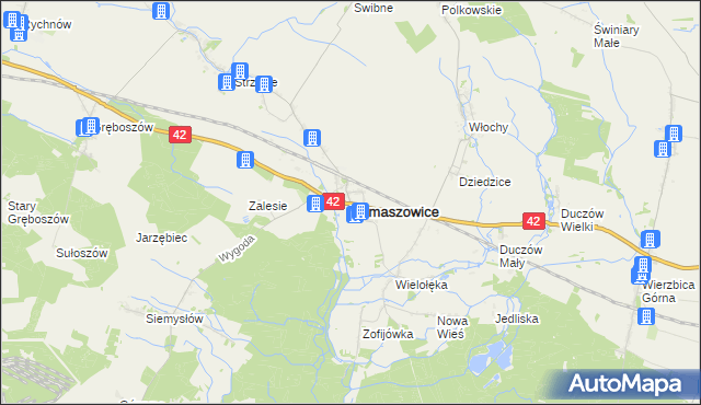 mapa Domaszowice powiat namysłowski, Domaszowice powiat namysłowski na mapie Targeo