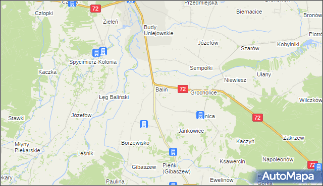 mapa Dominikowice gmina Poddębice, Dominikowice gmina Poddębice na mapie Targeo