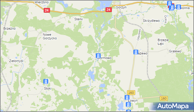 mapa Dormowo, Dormowo na mapie Targeo