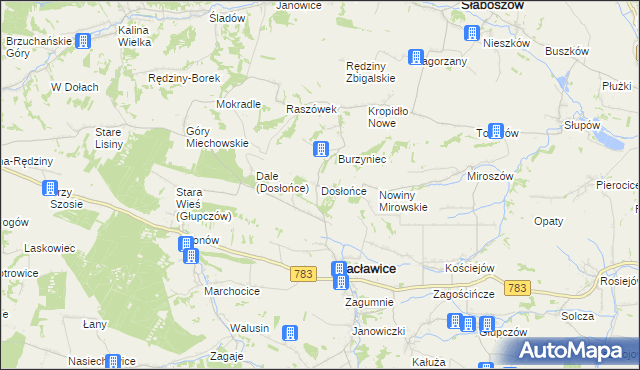 mapa Dosłońce, Dosłońce na mapie Targeo