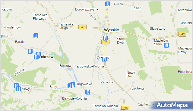 mapa Dragany, Dragany na mapie Targeo