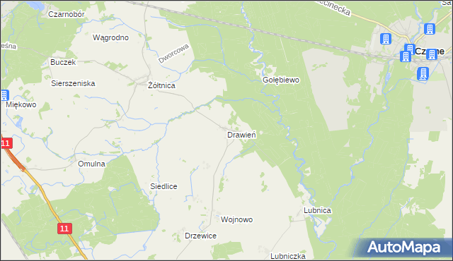 mapa Drawień, Drawień na mapie Targeo