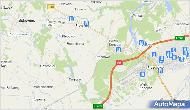 mapa Drozdowo gmina Świecie, Drozdowo gmina Świecie na mapie Targeo