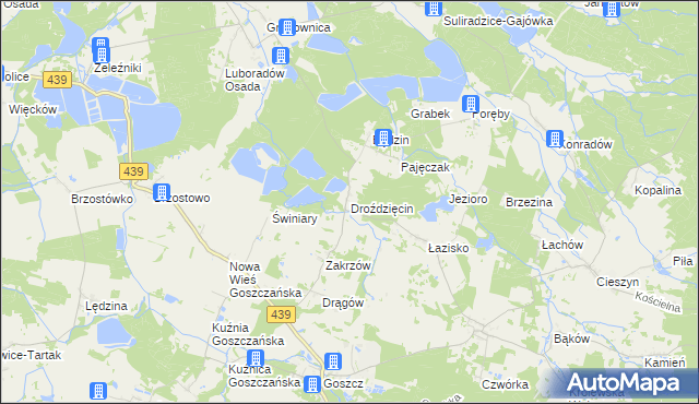 mapa Droździęcin, Droździęcin na mapie Targeo