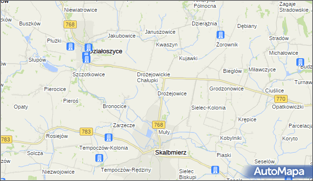 mapa Drożejowice, Drożejowice na mapie Targeo