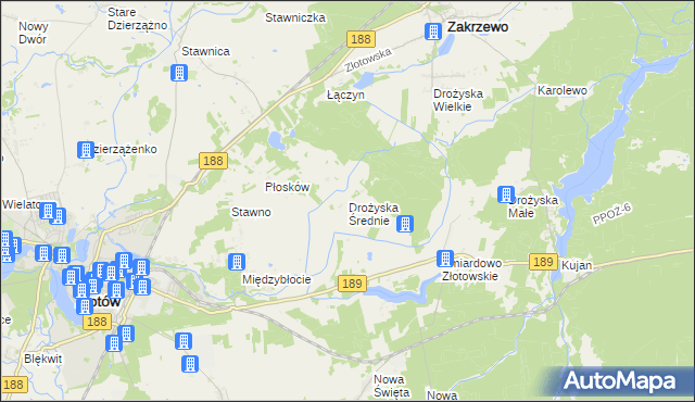 mapa Drożyska Średnie, Drożyska Średnie na mapie Targeo