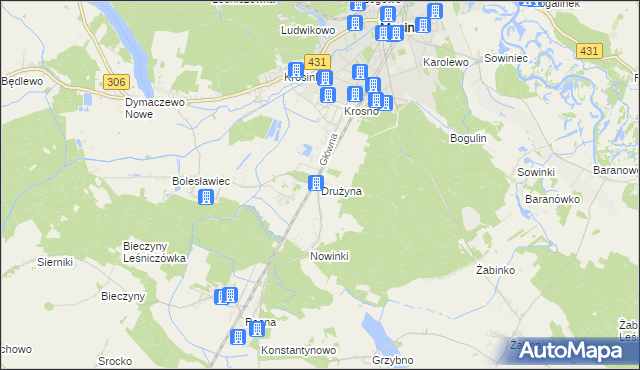 mapa Drużyna, Drużyna na mapie Targeo