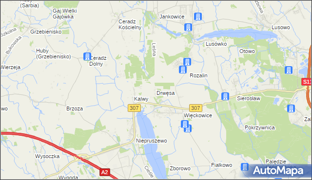 mapa Drwęsa, Drwęsa na mapie Targeo