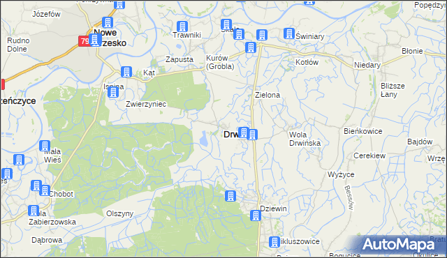 mapa Drwinia powiat bocheński, Drwinia powiat bocheński na mapie Targeo