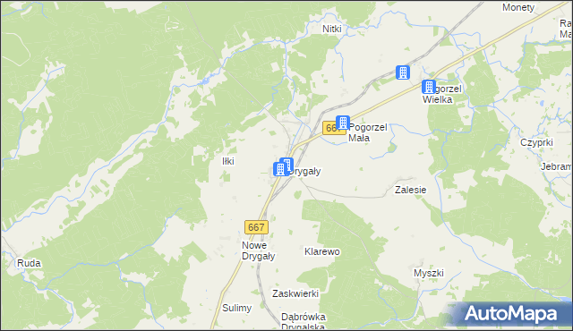 mapa Drygały, Drygały na mapie Targeo