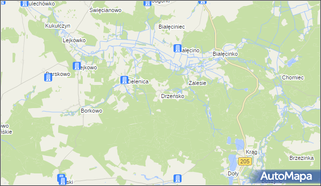 mapa Drzeńsko gmina Malechowo, Drzeńsko gmina Malechowo na mapie Targeo