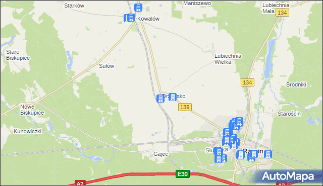 mapa Drzeńsko gmina Rzepin, Drzeńsko gmina Rzepin na mapie Targeo