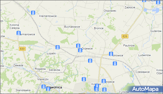 mapa Drzewce gmina Nałęczów, Drzewce gmina Nałęczów na mapie Targeo
