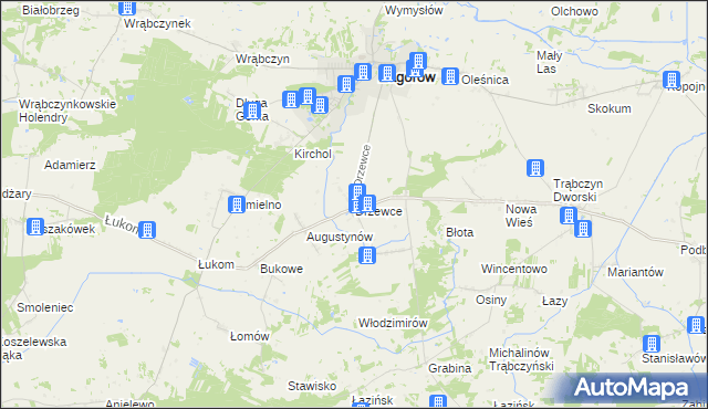 mapa Drzewce gmina Zagórów, Drzewce gmina Zagórów na mapie Targeo