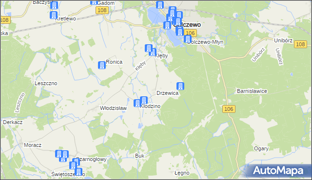 mapa Drzewica gmina Golczewo, Drzewica gmina Golczewo na mapie Targeo