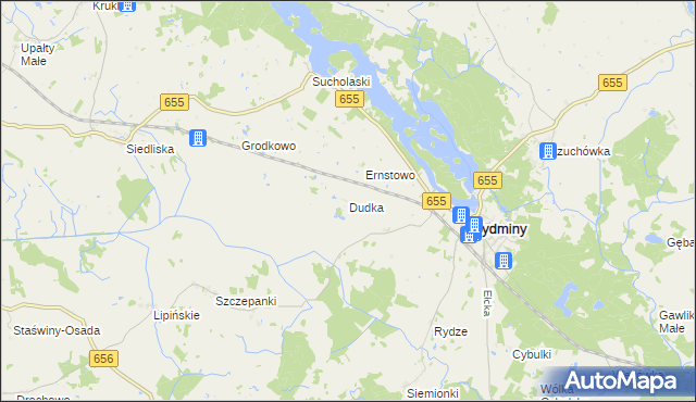 mapa Dudka gmina Wydminy, Dudka gmina Wydminy na mapie Targeo